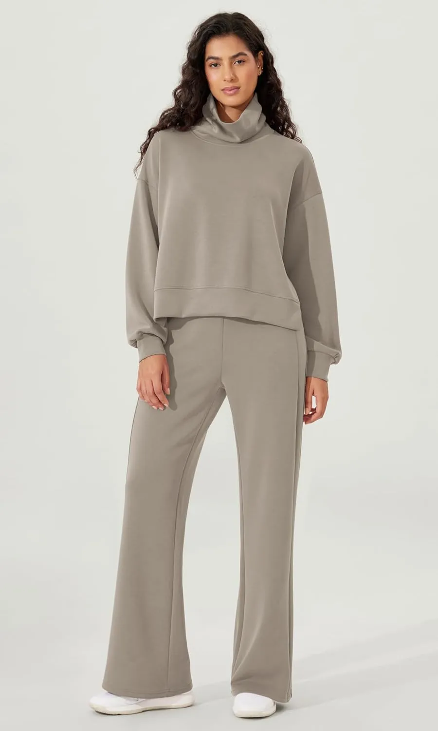 ODODOS Modal Soft Split Hem Turtleneck Sweatshirts for Women Long Sleeve Casual Pullover Top