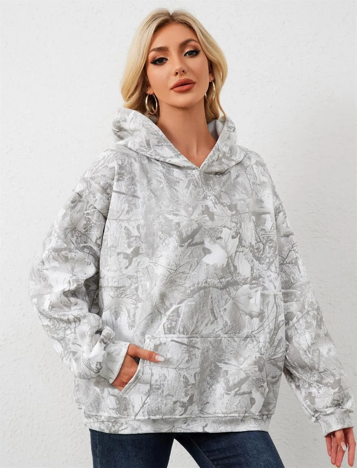 Oversized Leopard Print Hoodie for Women Men Long Sleeve Hooded Sweatshirts Cute Pullover with Pocket