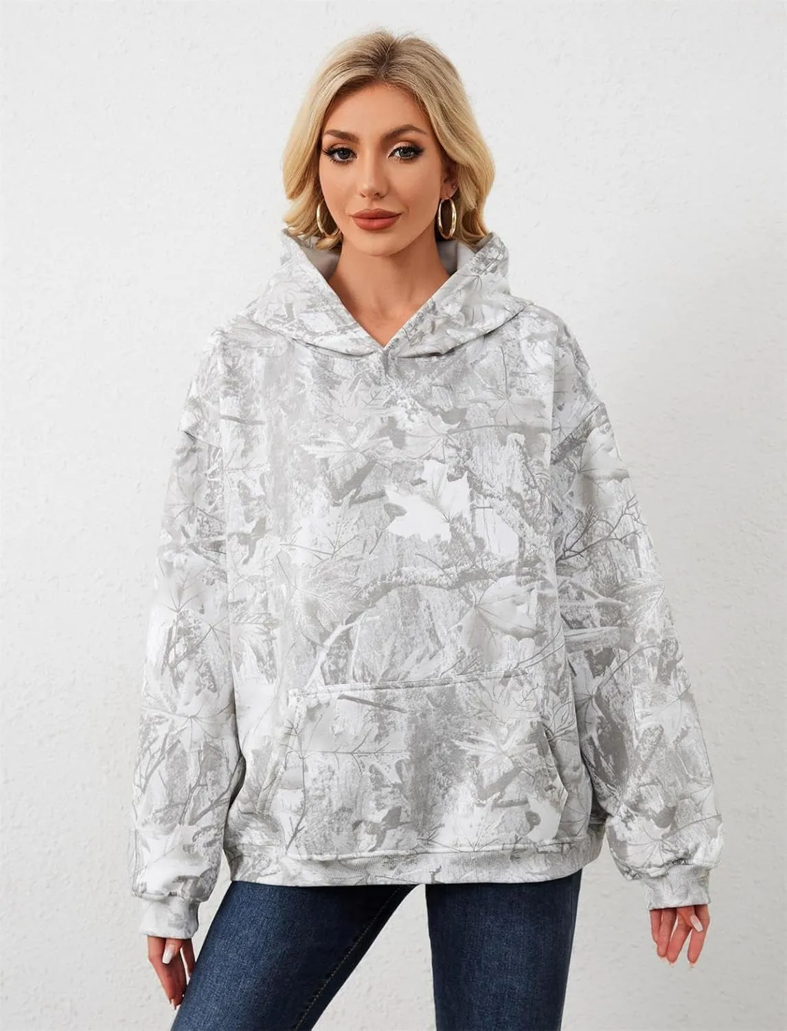 Oversized Leopard Print Hoodie for Women Men Long Sleeve Hooded Sweatshirts Cute Pullover with Pocket