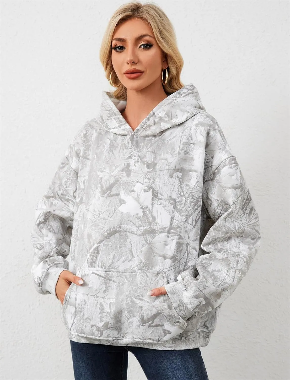 Oversized Leopard Print Hoodie for Women Men Long Sleeve Hooded Sweatshirts Cute Pullover with Pocket