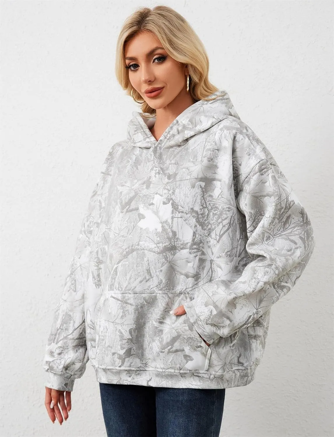 Oversized Leopard Print Hoodie for Women Men Long Sleeve Hooded Sweatshirts Cute Pullover with Pocket