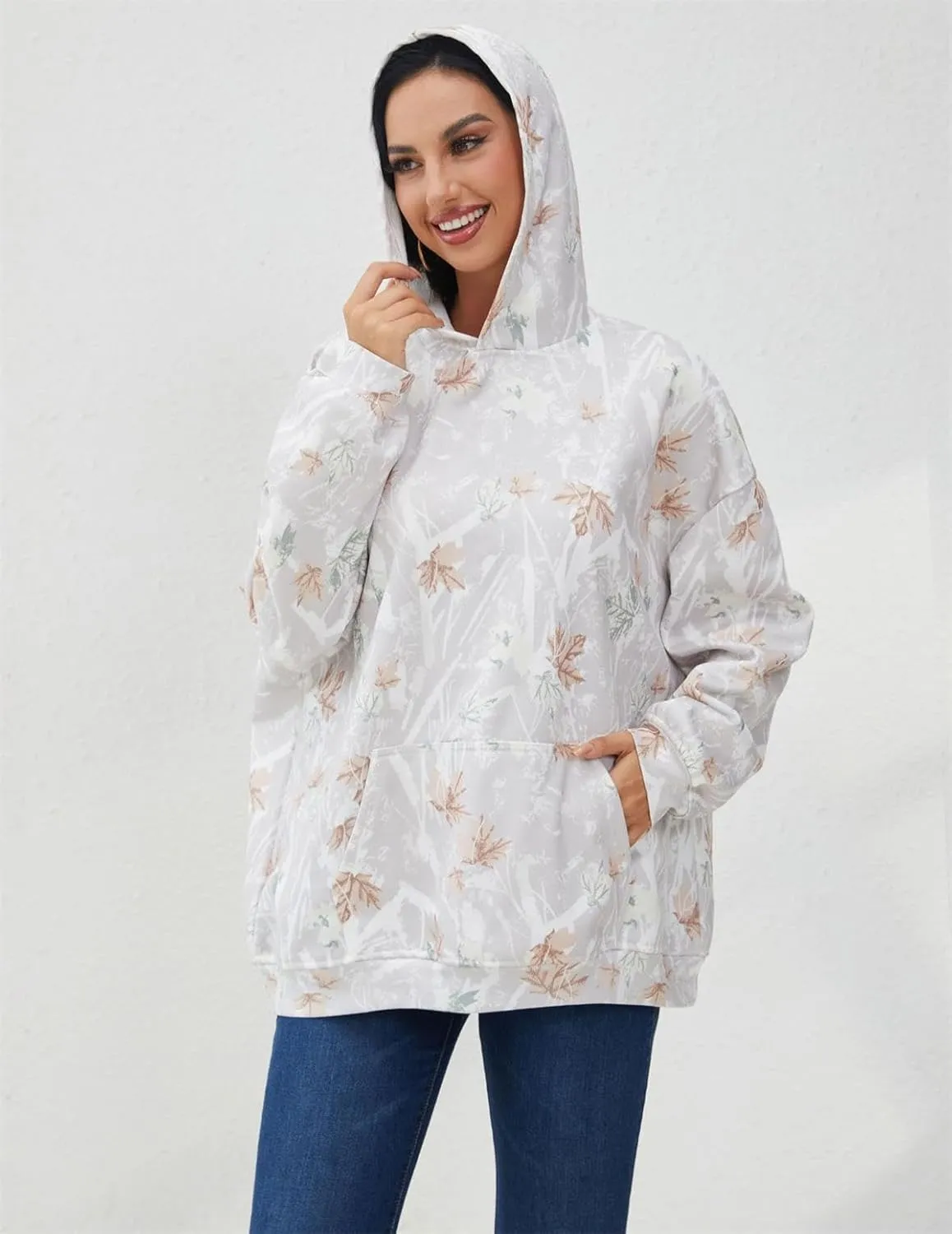 Oversized Leopard Print Hoodie for Women Men Long Sleeve Hooded Sweatshirts Cute Pullover with Pocket