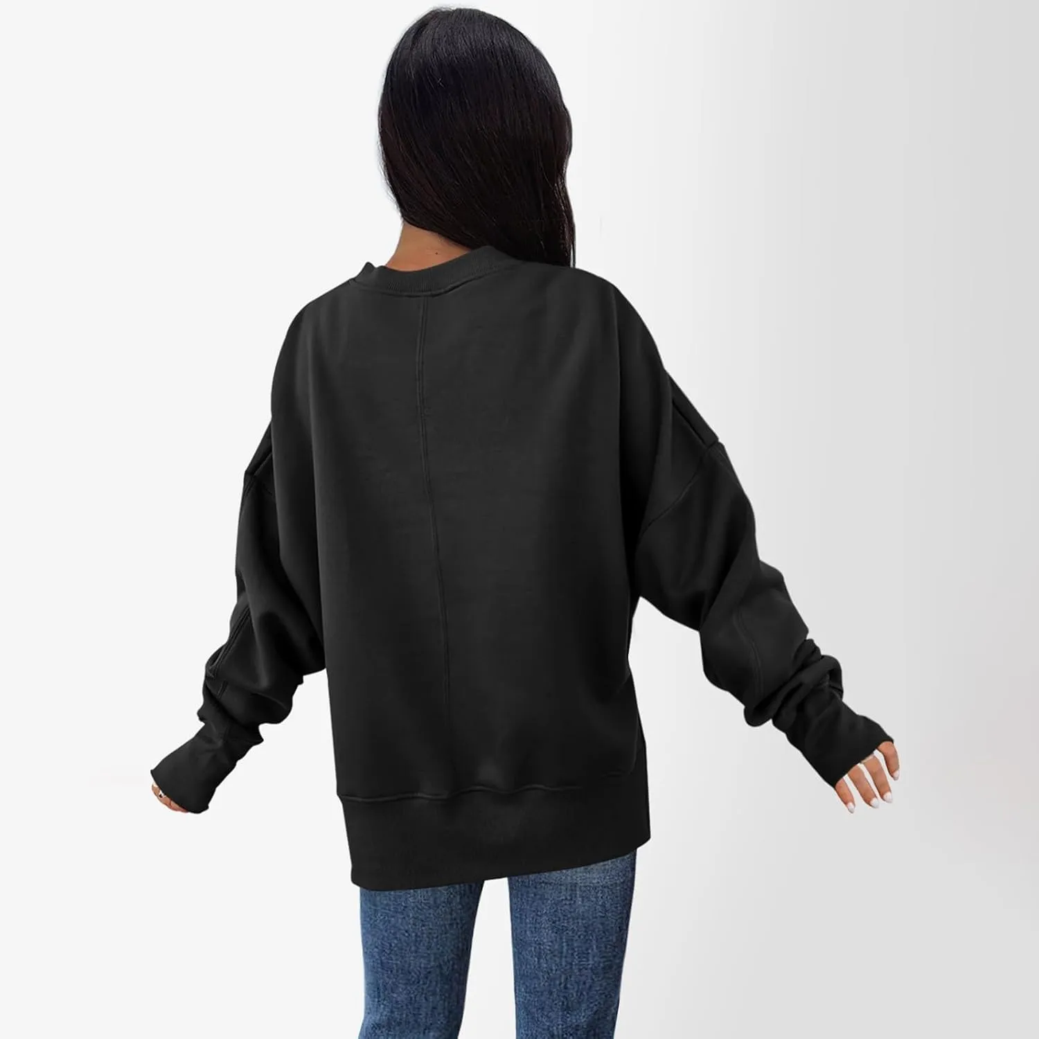 Oversized Sweatshirt for Women Loose Fit Crewneck Side Slit Draped Pullover Sweaters Casual Long Sleeve Comfrt Hoodies