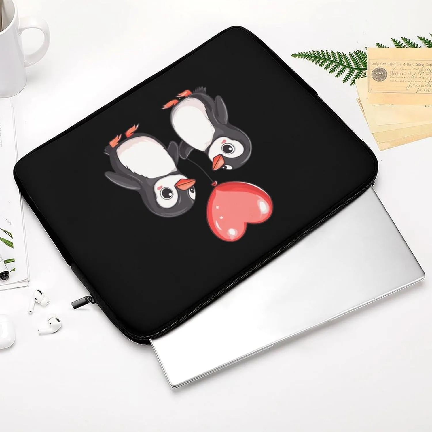 Penguin Valentine Laptop Case Sleeve Bag 10inch Durable Shockproof Protective Computer Carrying Cover Briefcase