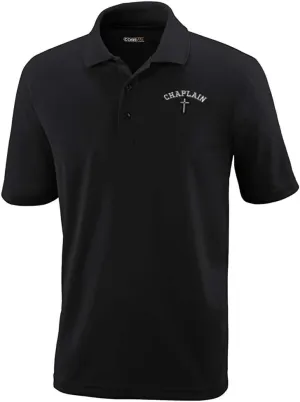 Performance Golf Tees Cristian Chaplain Cross Embroidery Polyester Short Sleeves Polo Shirts for Men Black Medium