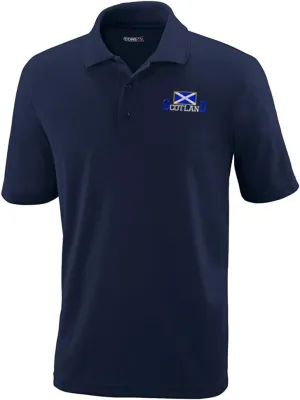 Performance Golf Tees Scotland Country Flag Scottish Embroidery Polyester Short Sleeves Polo Shirts for Men Navy Medium