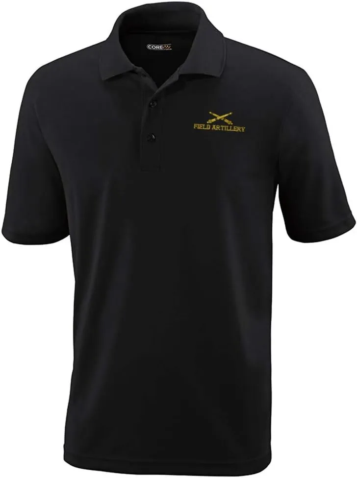 Performance Golf Tees Us Army Field Artillery A Embroidery Polyester Short Sleeves Polo Shirts for Men Black Large