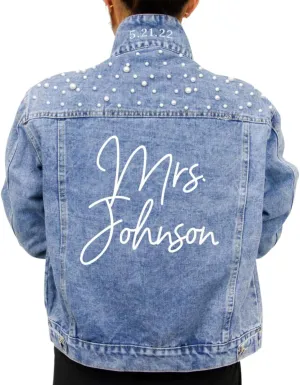 Personalize Bride Jean Jacket For Wedding Bridal Shower Bride to be Jacket (Mrs)