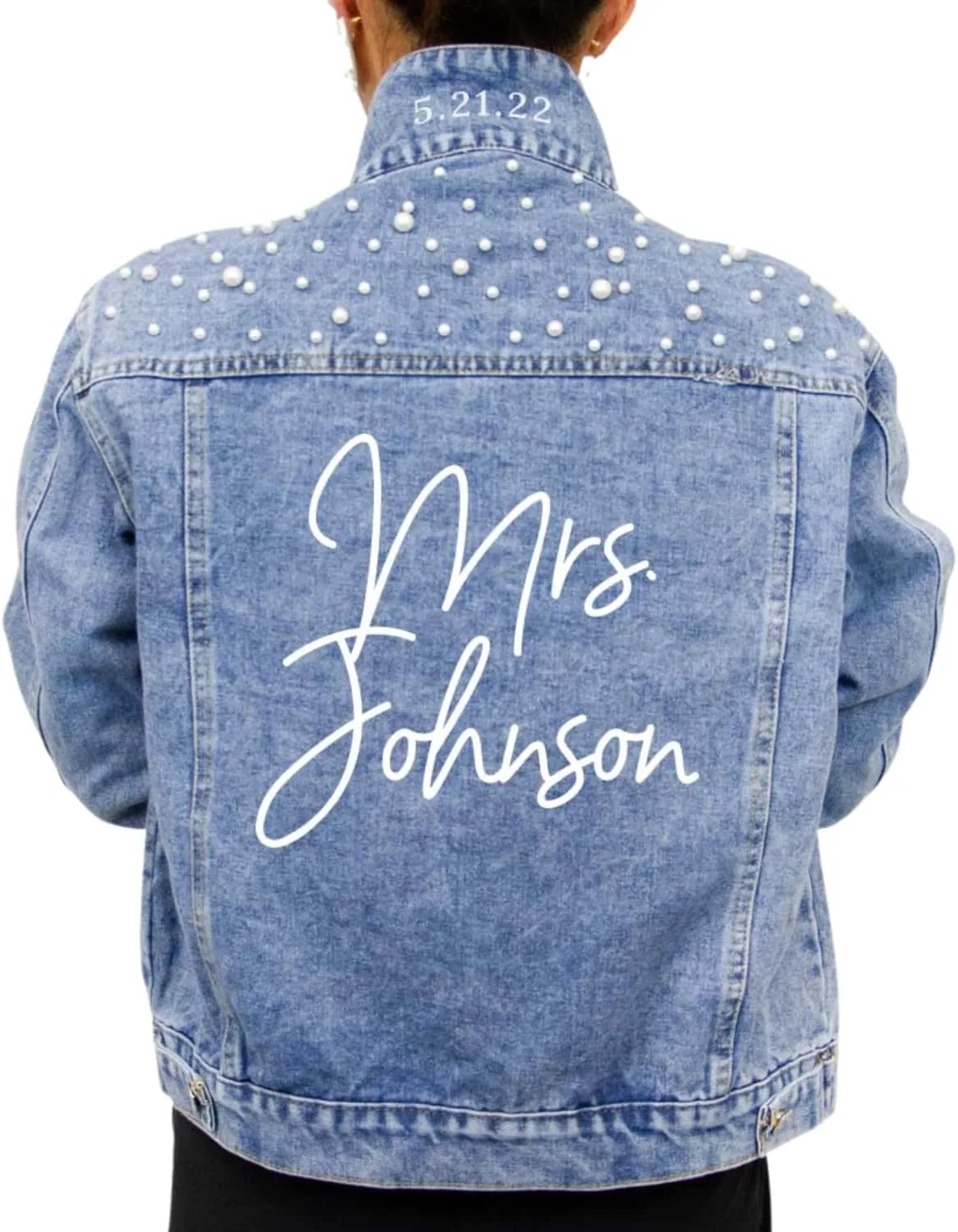 Personalize Bride Jean Jacket For Wedding Bridal Shower Bride to be Jacket (Mrs)