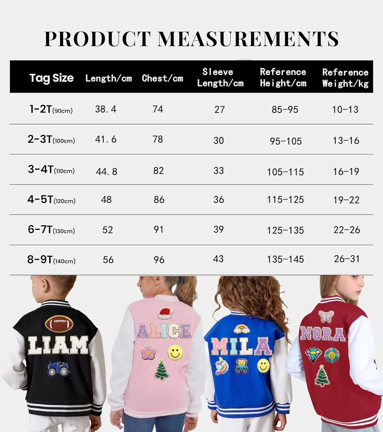 Personalized Girls Varsity Jacket Boys Toddles Kids Custom Name Patch Baseball Jackets for Back To School Birthday Christmas