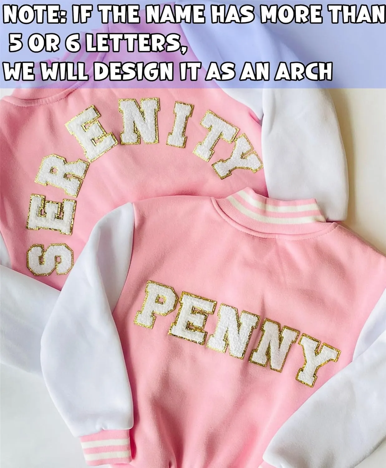 Personalized Girls Varsity Jacket Boys Toddles Kids Custom Name Patch Baseball Jackets for Back To School Birthday Christmas