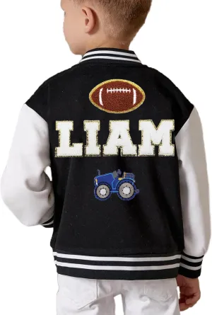 Personalized Girls Varsity Jacket Boys Toddles Kids Custom Name Patch Baseball Jackets for Back To School Birthday Christmas