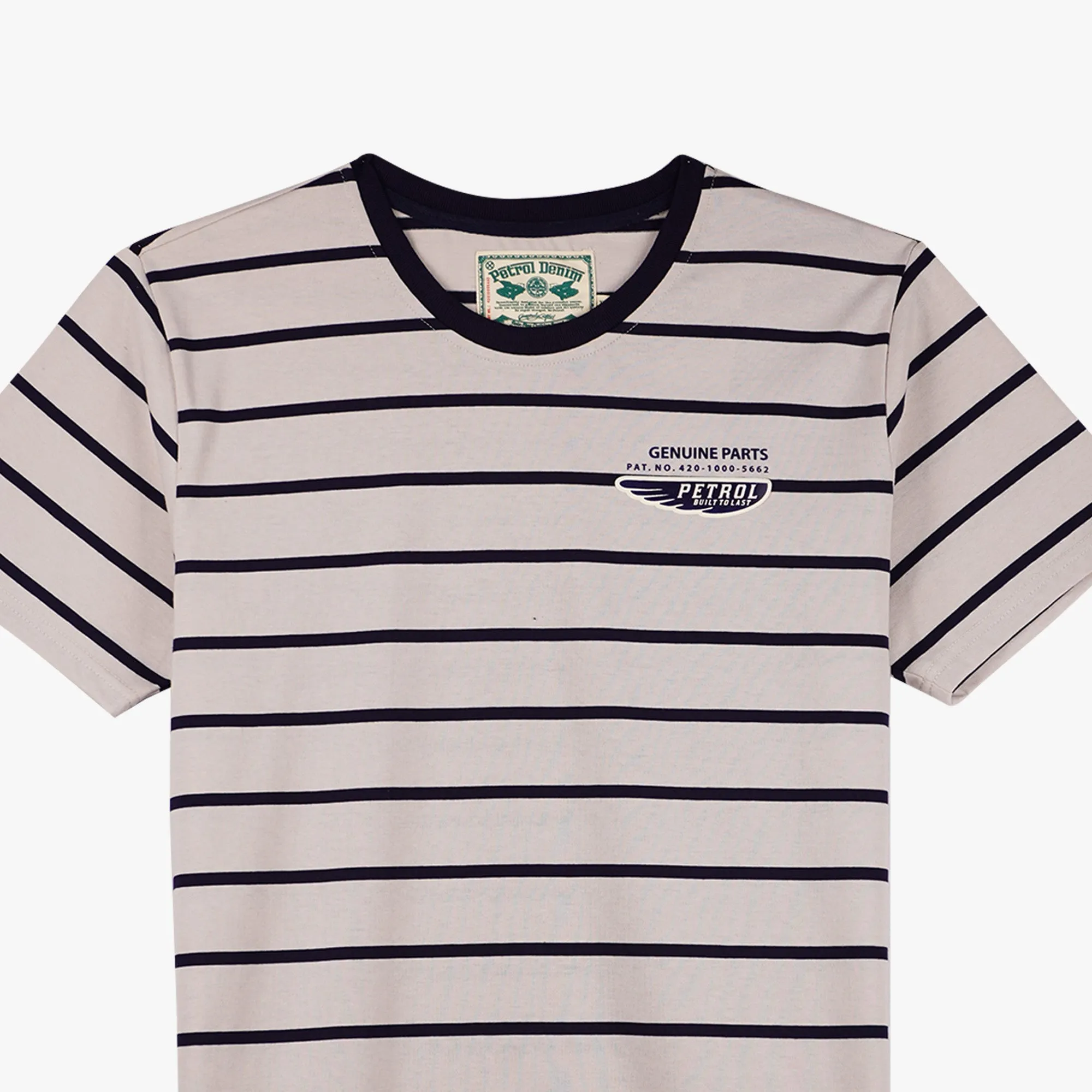 Petrol Men's Basic Tees Slim Fitting Stripe Jersey Fabric 150339 (Light Gray)