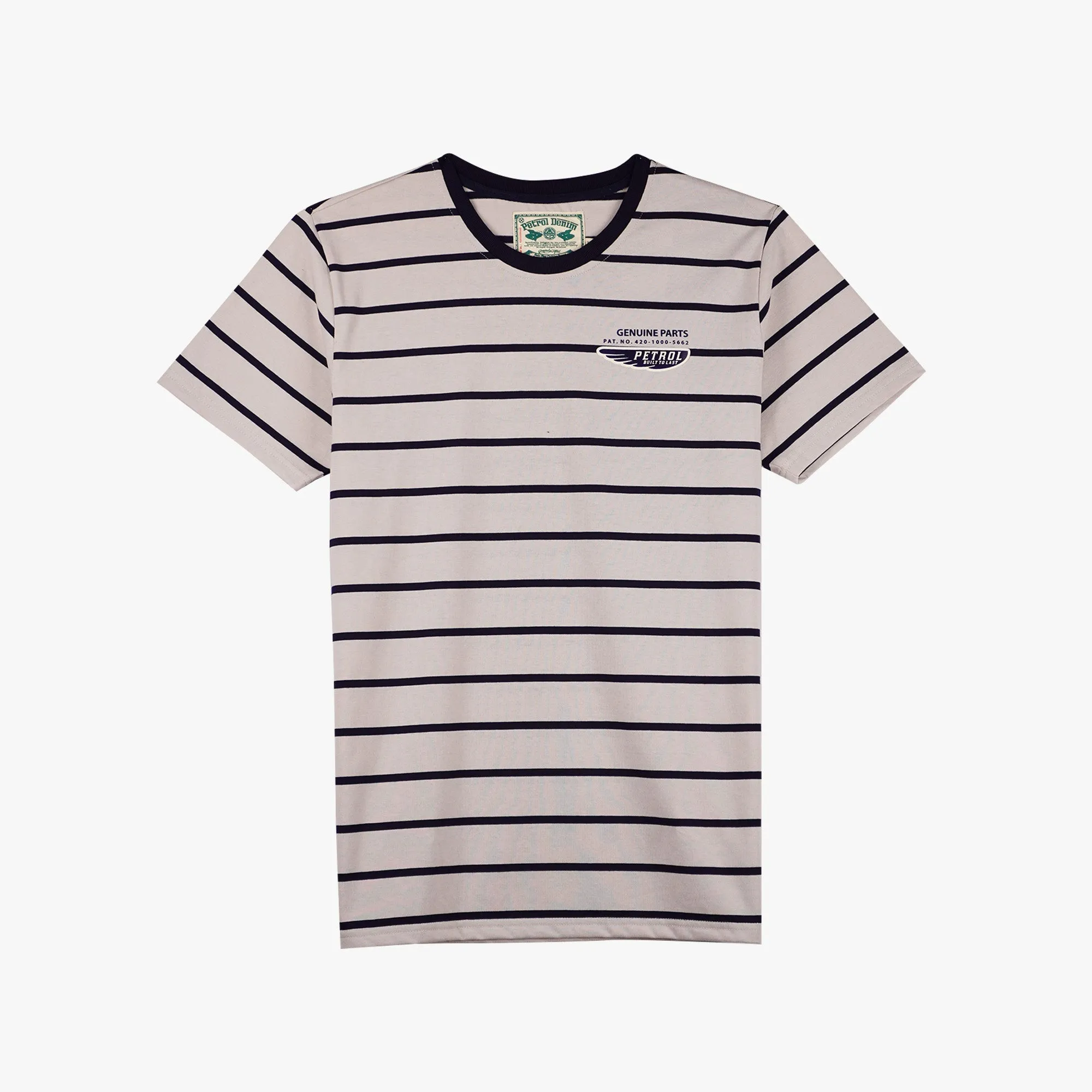 Petrol Men's Basic Tees Slim Fitting Stripe Jersey Fabric 150339 (Light Gray)