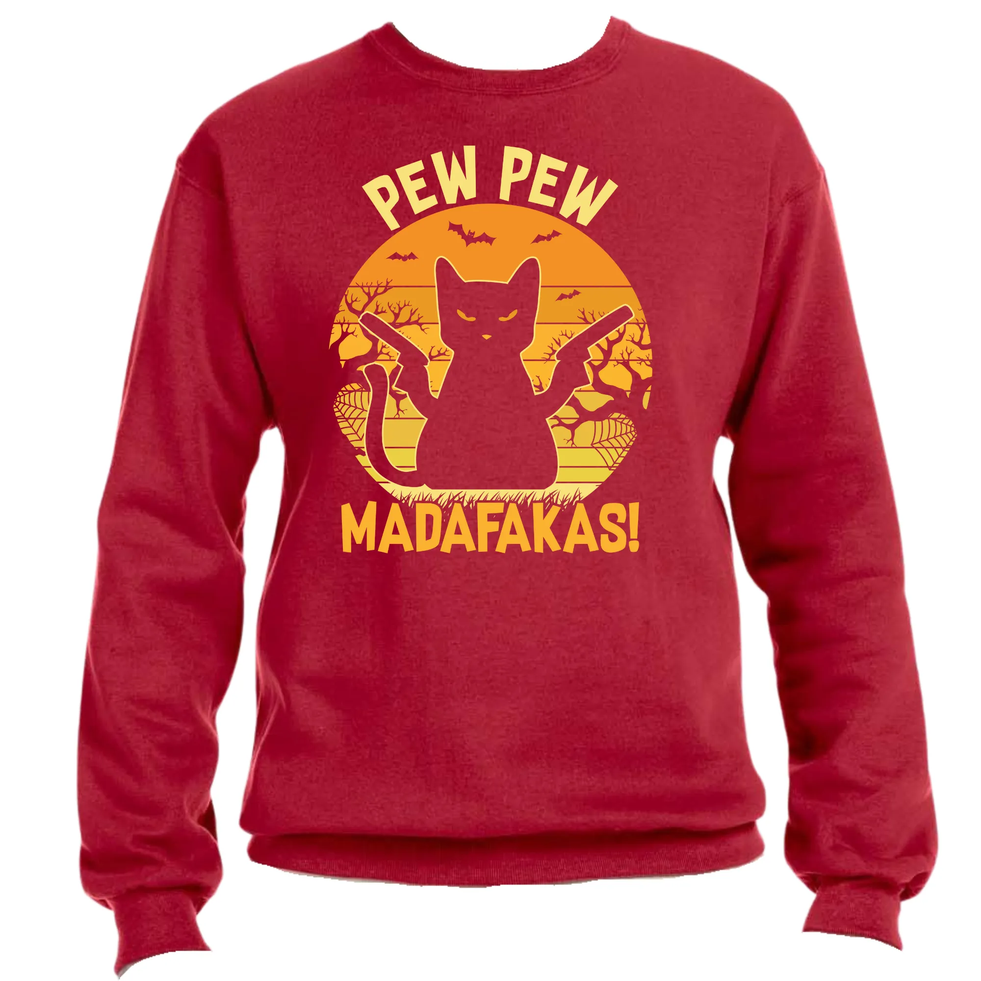 Pew Pew Madafaka Scary Cat Unisex Halloween Sweater – Cozy Fit, Fun & Spooky Vibes