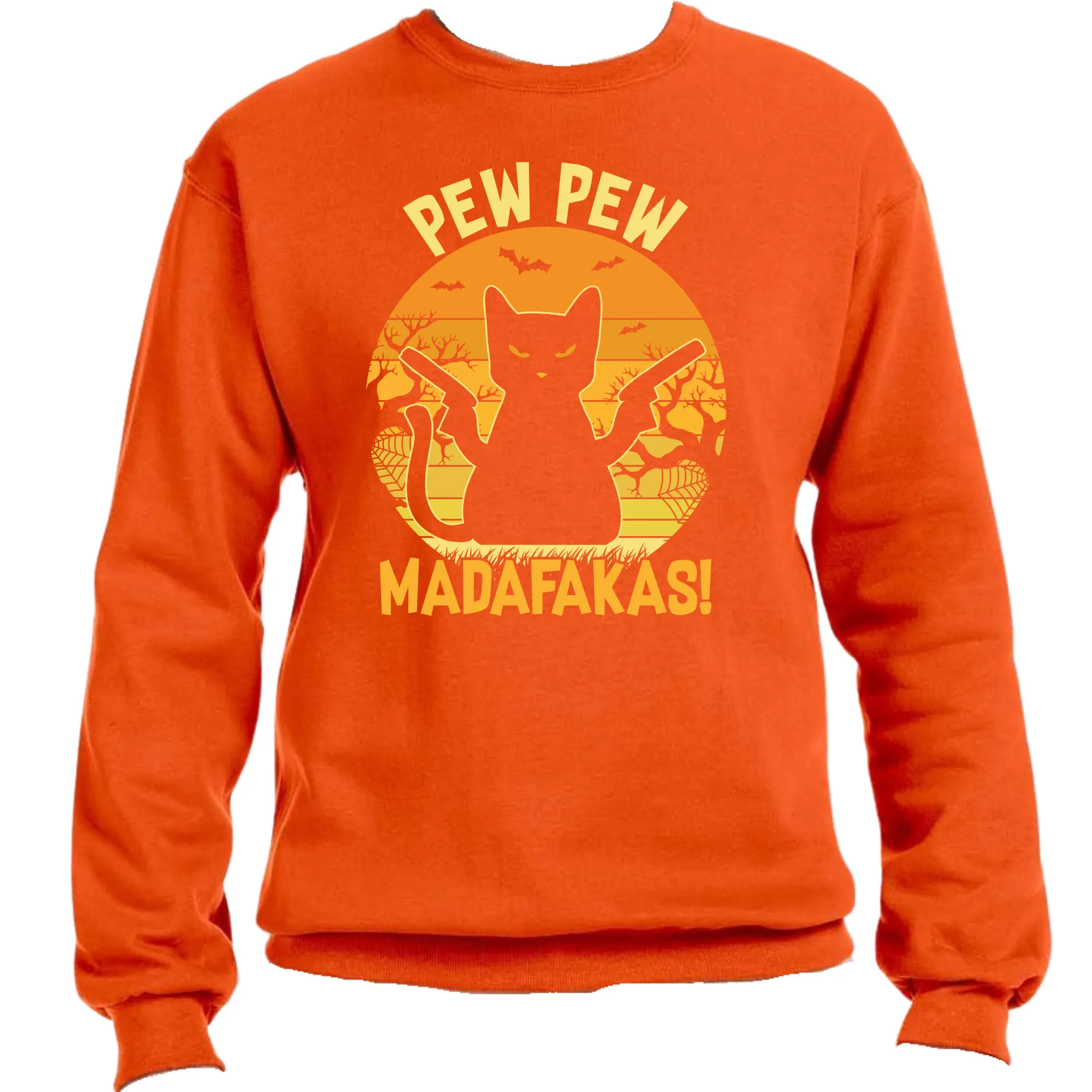 Pew Pew Madafaka Scary Cat Unisex Halloween Sweater – Cozy Fit, Fun & Spooky Vibes