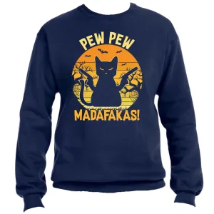 Pew Pew Madafaka Scary Cat Unisex Halloween Sweater – Cozy Fit, Fun & Spooky Vibes