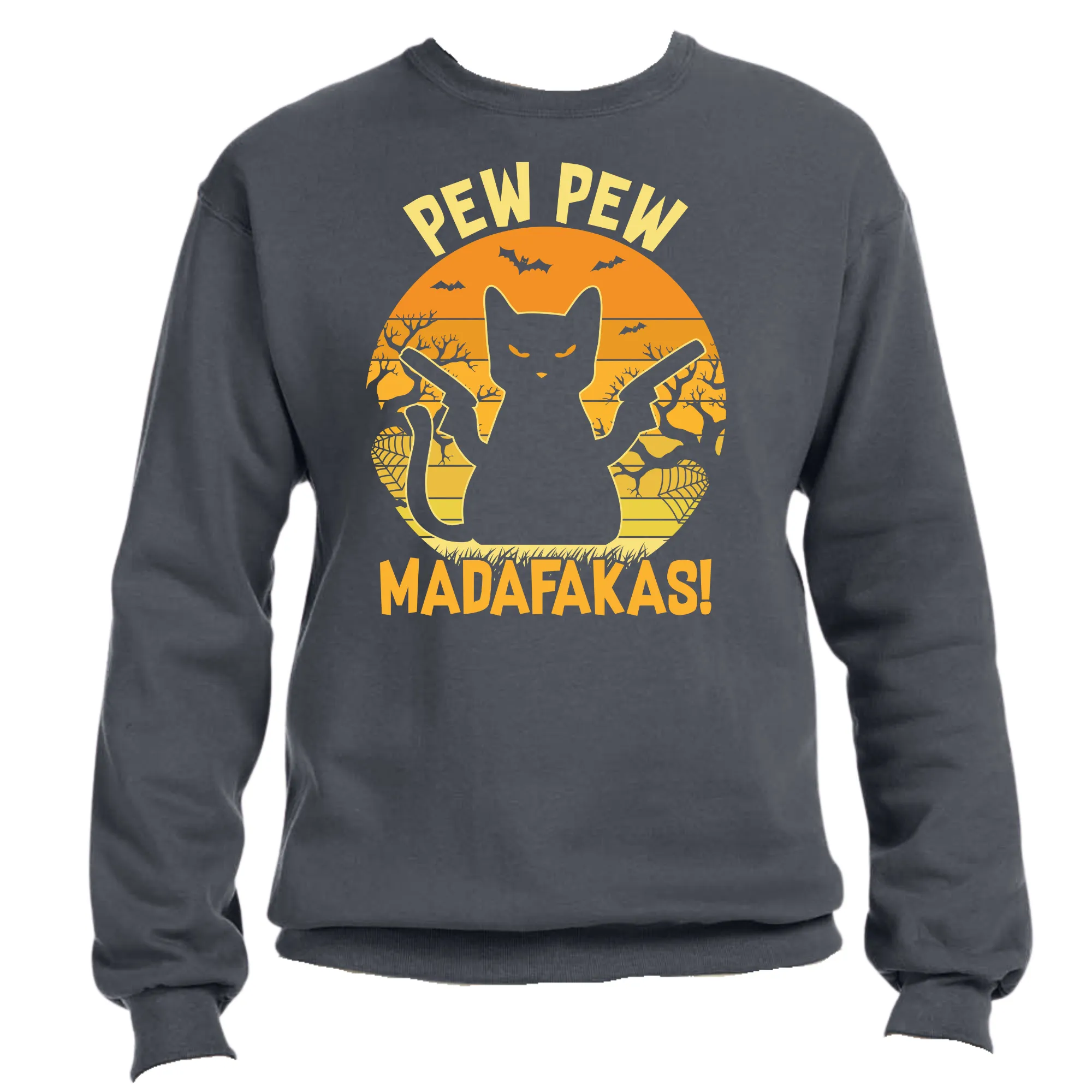 Pew Pew Madafaka Scary Cat Unisex Halloween Sweater – Cozy Fit, Fun & Spooky Vibes