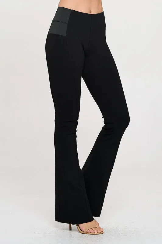 Ponte Flare Pants with Side Elastic