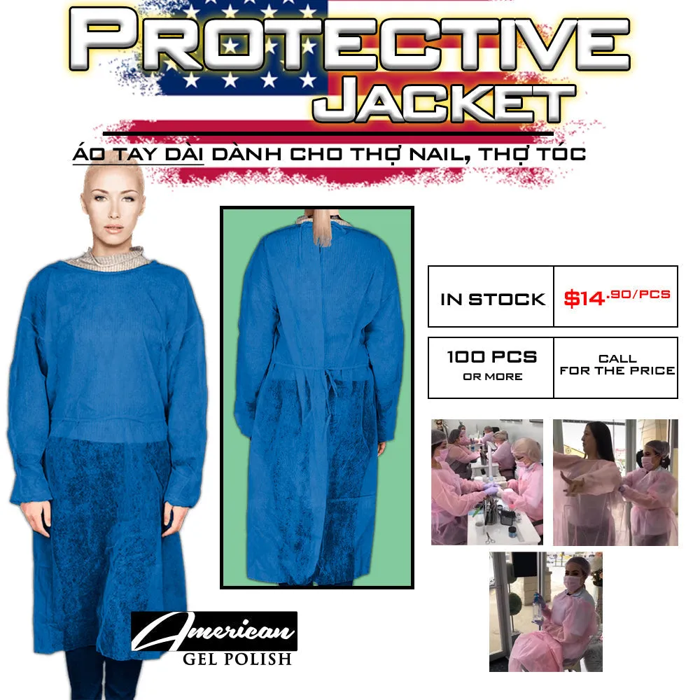 Protective Jacket for Nail Technician Nonwoven (Long-sleeve) - lab coat fabric