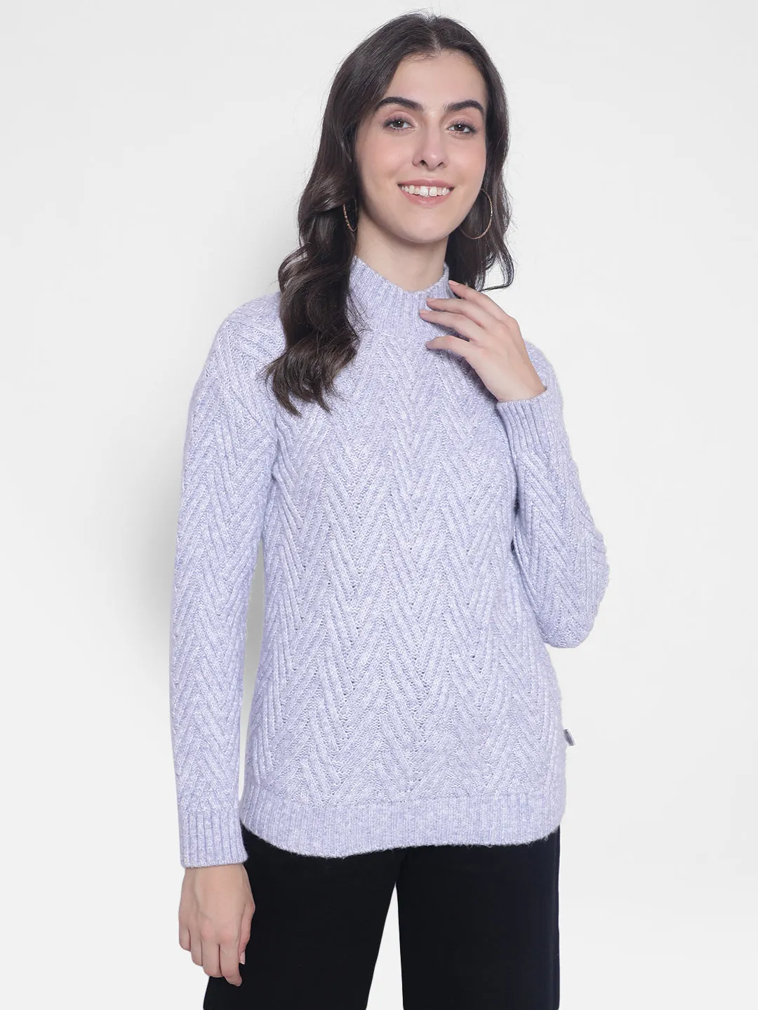 Purple High-Neck Sweaters