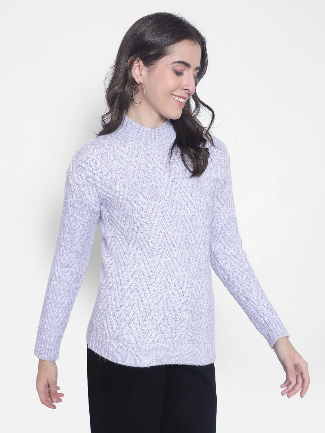 Purple High-Neck Sweaters