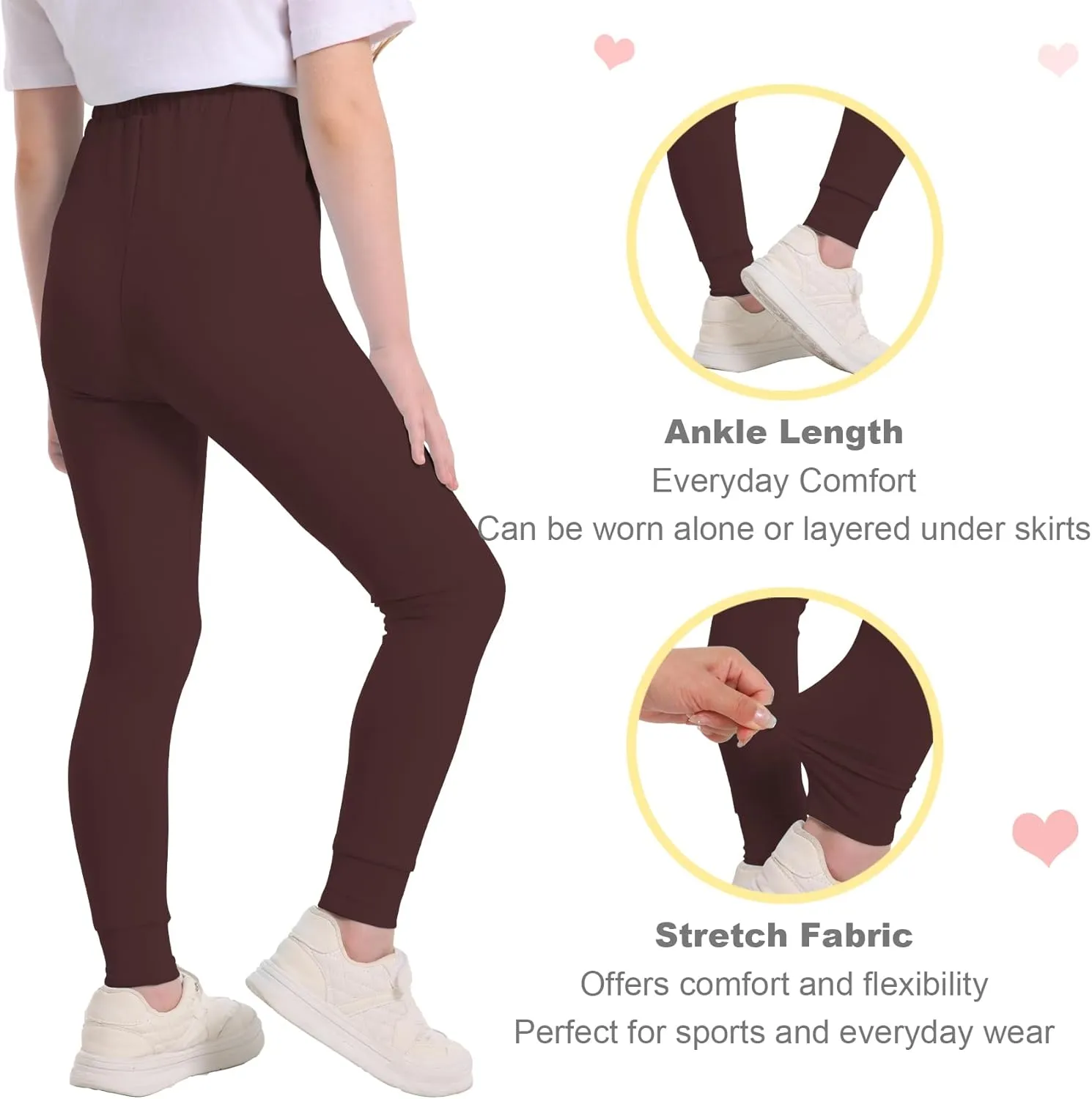 QBK 3T 4T 5T to 12Y Girls' Leggings Cotton Footless Tights Soft and Stretchy