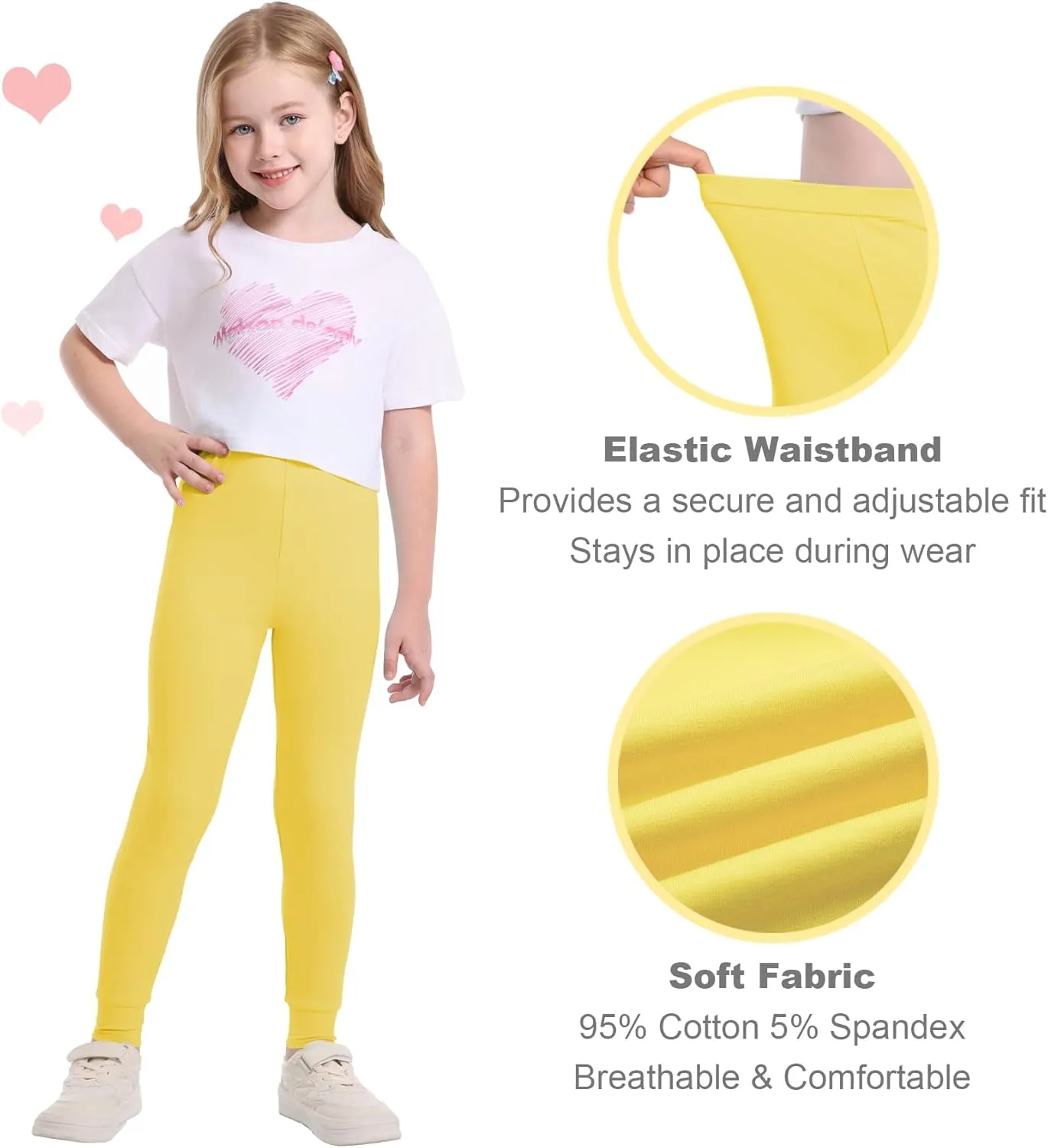 QBK 3T 4T 5T to 12Y Girls' Leggings Cotton Footless Tights Soft and Stretchy