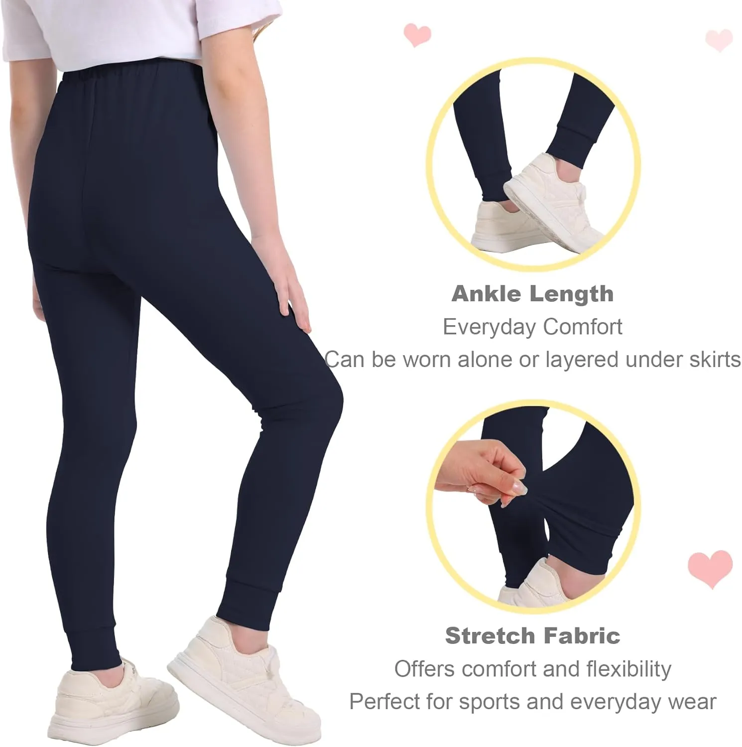 QBK 3T 4T 5T to 12Y Girls' Leggings Cotton Footless Tights Soft and Stretchy