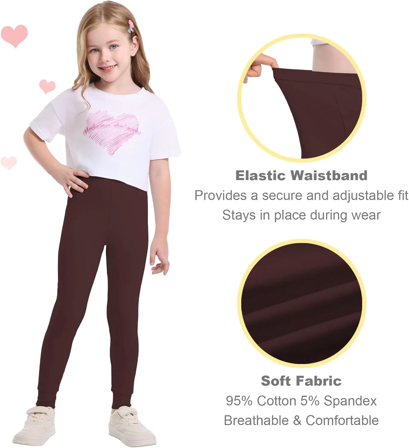 QBK 3T 4T 5T to 12Y Girls' Leggings Cotton Footless Tights Soft and Stretchy