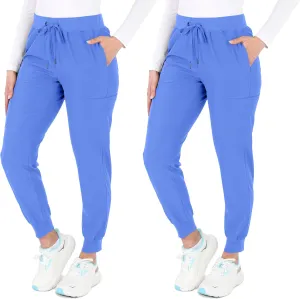 READY SET SCRUBS - Scrub Pants for Women - 2 Pack - Cargo Jogger Pants Set with 8 Pockets - Yoga Waistband - Soft & Stretchy