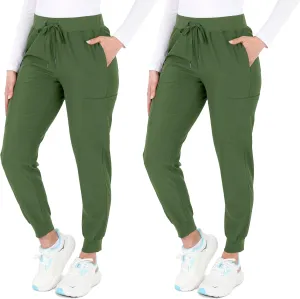 READY SET SCRUBS - Scrub Pants for Women - 2 Pack - Cargo Jogger Pants Set with 8 Pockets - Yoga Waistband - Soft & Stretchy