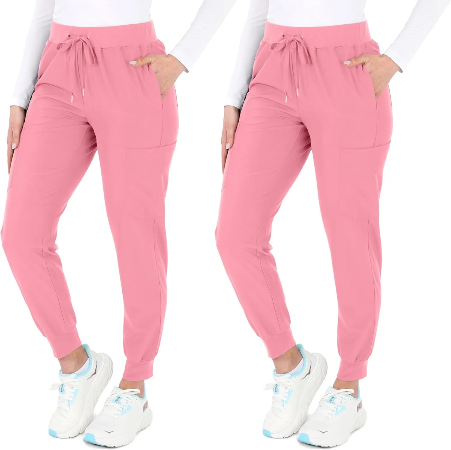 READY SET SCRUBS - Scrub Pants for Women - 2 Pack - Cargo Jogger Pants Set with 8 Pockets - Yoga Waistband - Soft & Stretchy