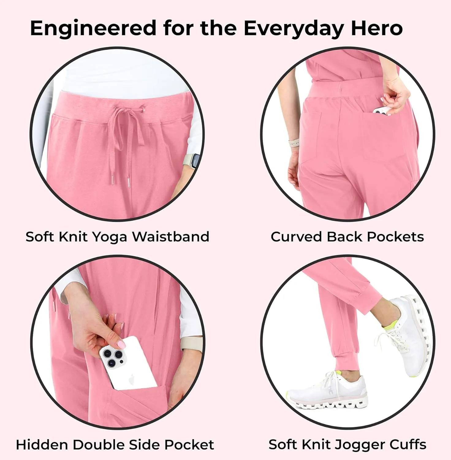 READY SET SCRUBS - Scrub Pants for Women - 2 Pack - Cargo Jogger Pants Set with 8 Pockets - Yoga Waistband - Soft & Stretchy