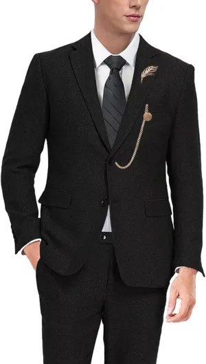 Retro Tweed Mens Suit Herringbone Slim Fit 2 Buttons Men's Jackets Sets Prom Wedding Jacket Blazer Pants Groom Tuxedo Set