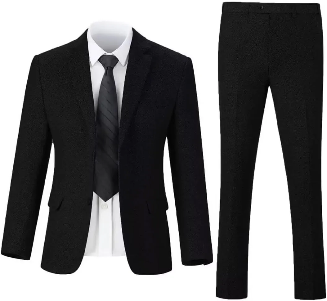 Retro Tweed Mens Suit Herringbone Slim Fit 2 Buttons Men's Jackets Sets Prom Wedding Jacket Blazer Pants Groom Tuxedo Set