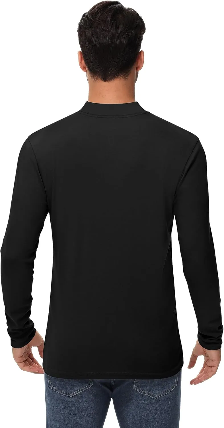 Riyiper 3 Pack Men's Mock Neck Shirts, Long Sleeve Slim Fit Turtleneck Tops Lightweight Basic Pullover Casual Knit Sweaters