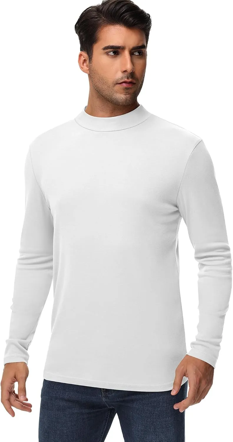 Riyiper 3 Pack Men's Mock Neck Shirts, Long Sleeve Slim Fit Turtleneck Tops Lightweight Basic Pullover Casual Knit Sweaters