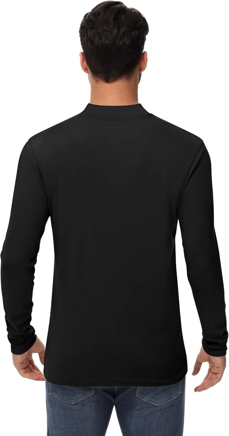 Riyiper 3 Pack Men's Mock Neck Shirts, Long Sleeve Slim Fit Turtleneck Tops Lightweight Basic Pullover Casual Knit Sweaters