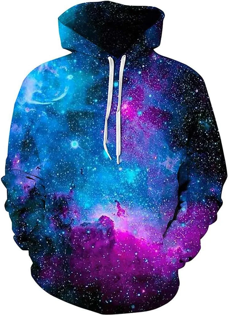 sanatty Unisex Hoodies 3D Print Galaxy Pullover Hooded Sweatshirt Hoodies with Big Pockets for Teen Men, Teen Boy, Women