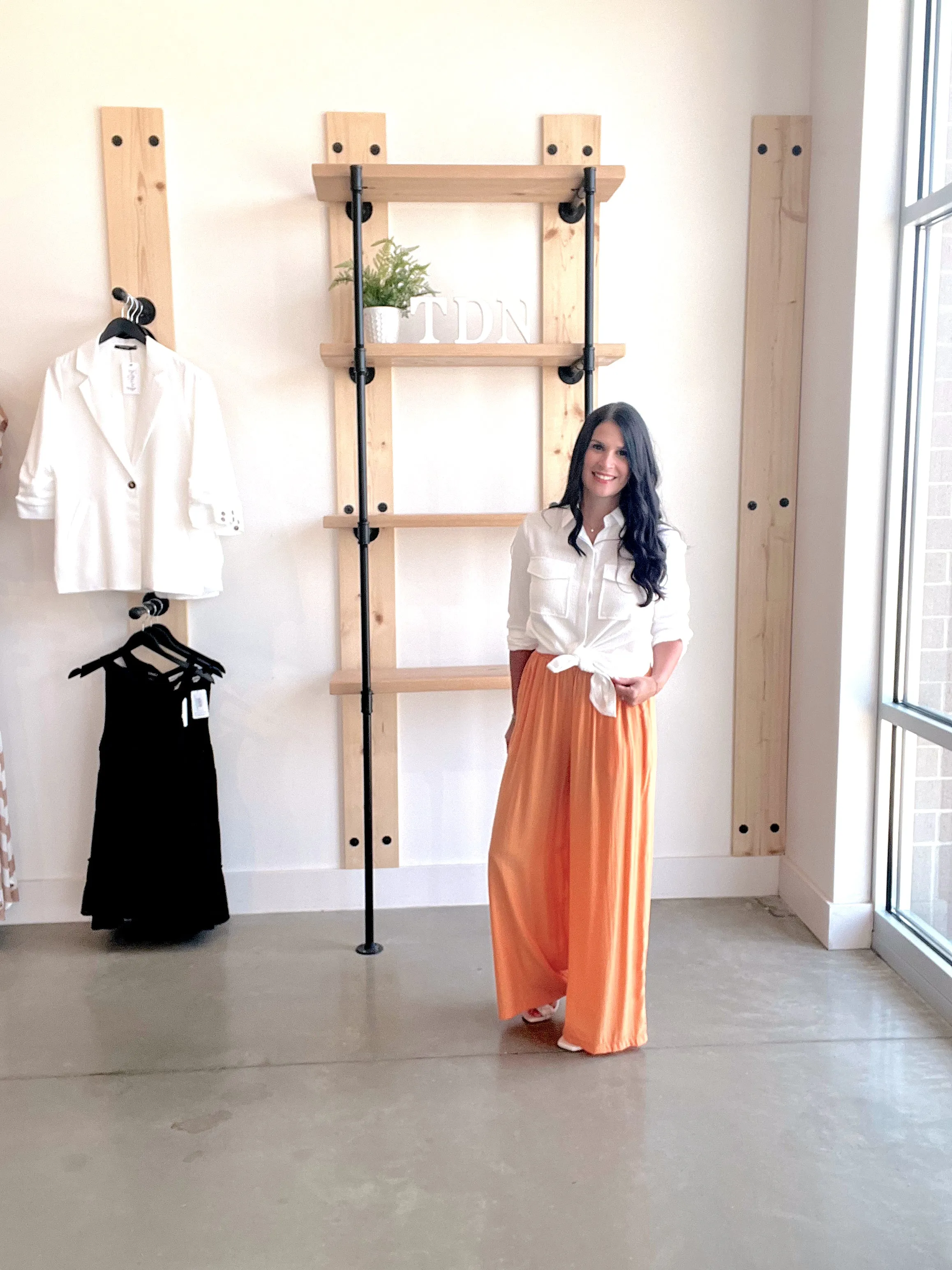 Satin Palazzo Pants in Tangerine