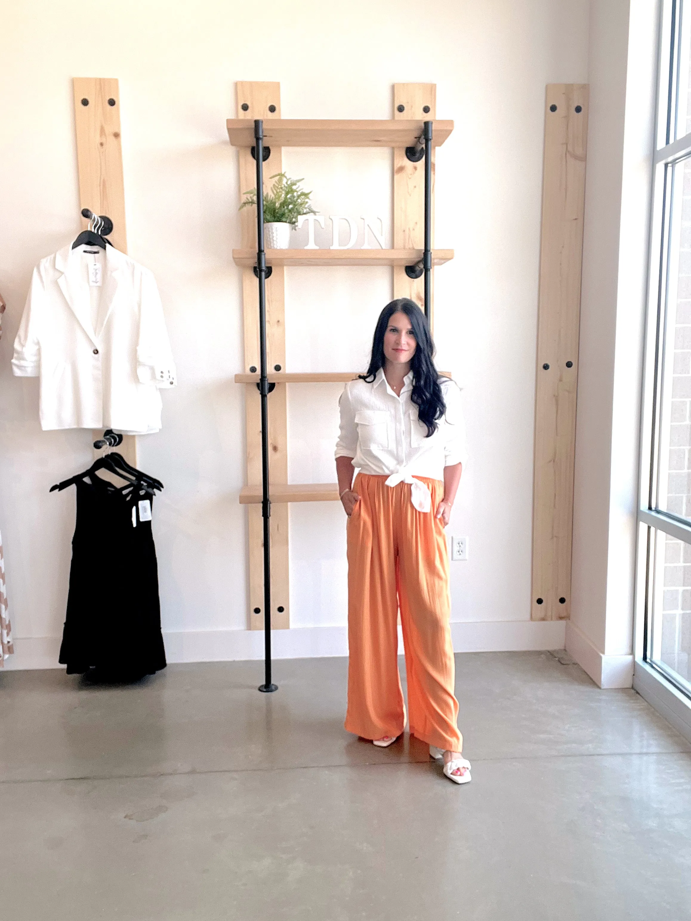 Satin Palazzo Pants in Tangerine