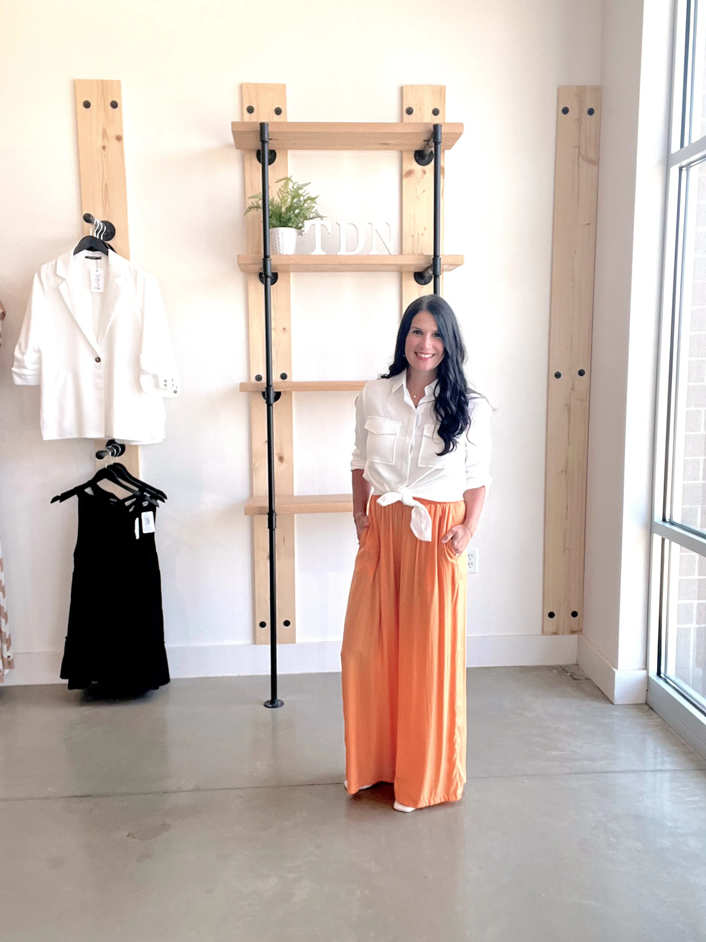 Satin Palazzo Pants in Tangerine