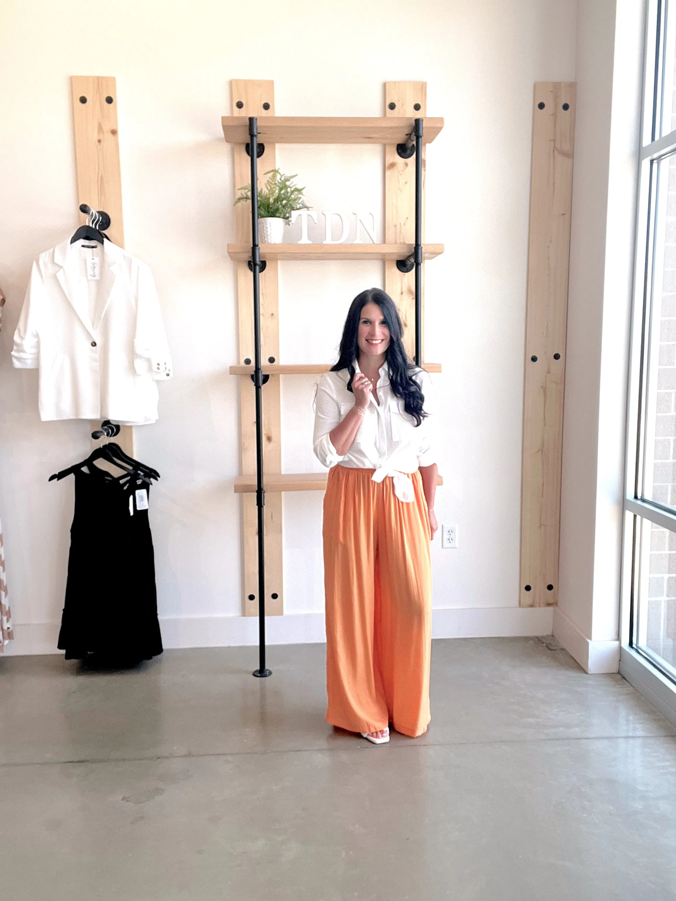 Satin Palazzo Pants in Tangerine