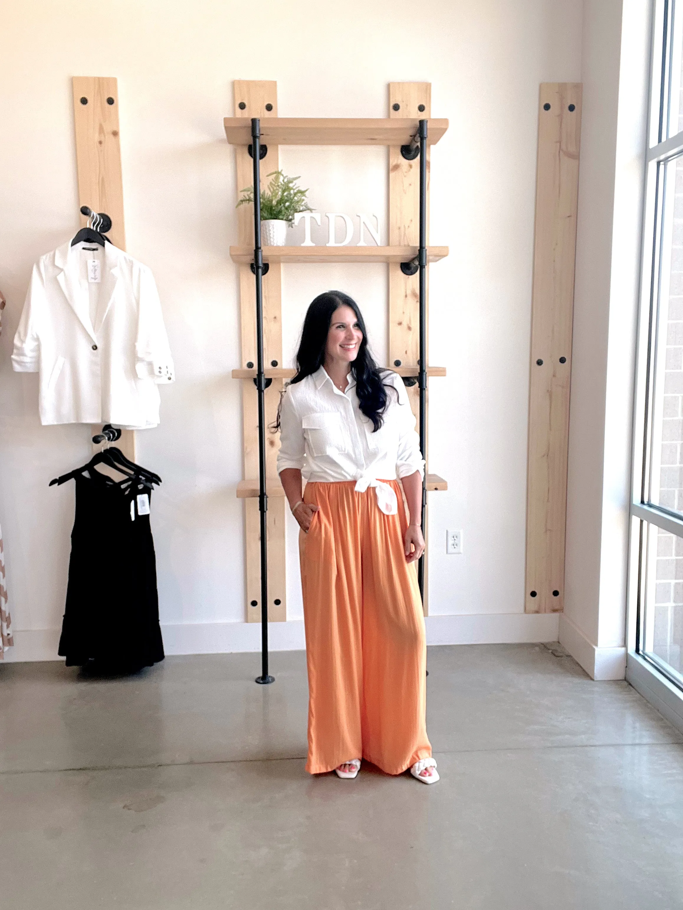 Satin Palazzo Pants in Tangerine