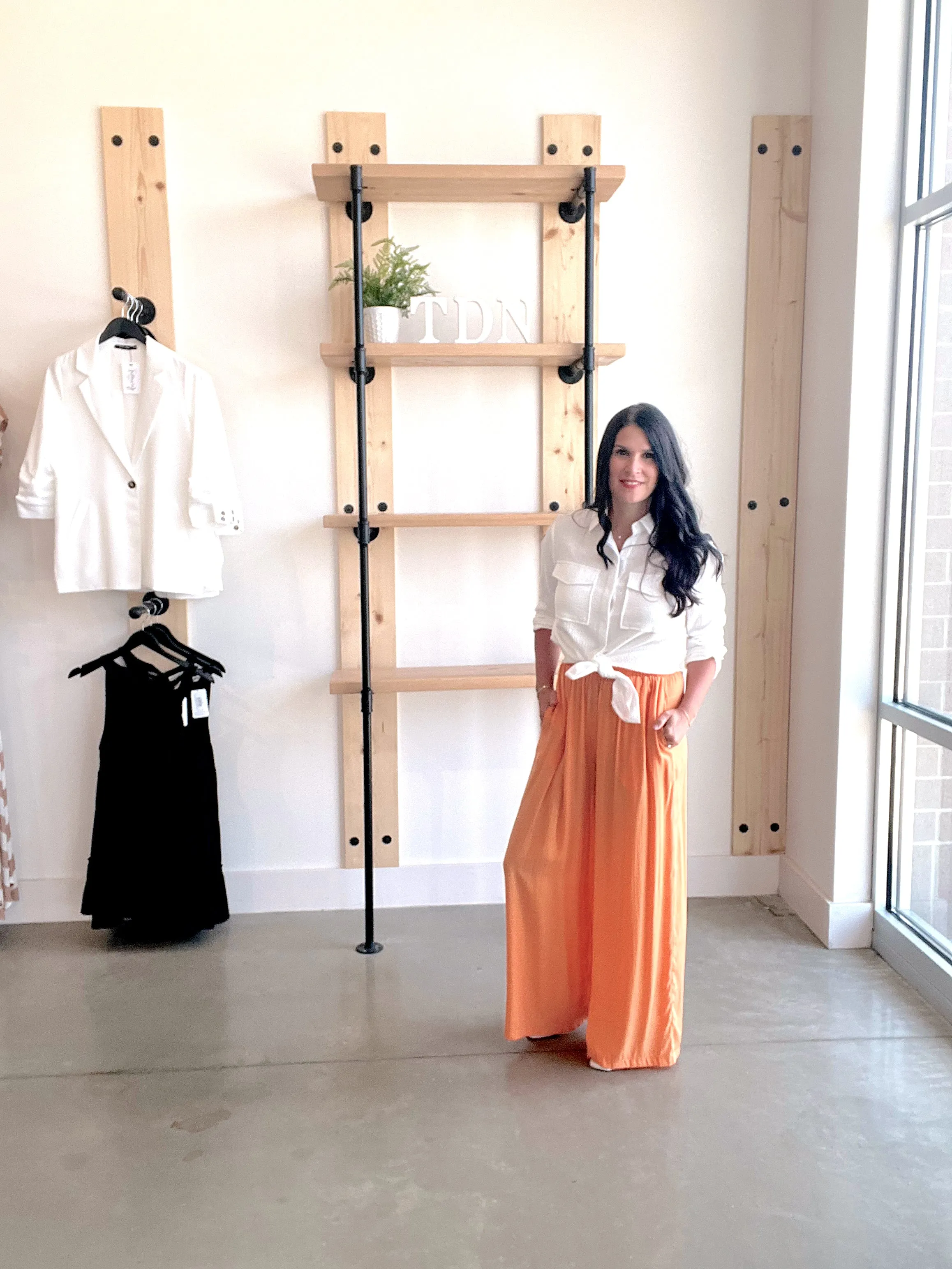 Satin Palazzo Pants in Tangerine