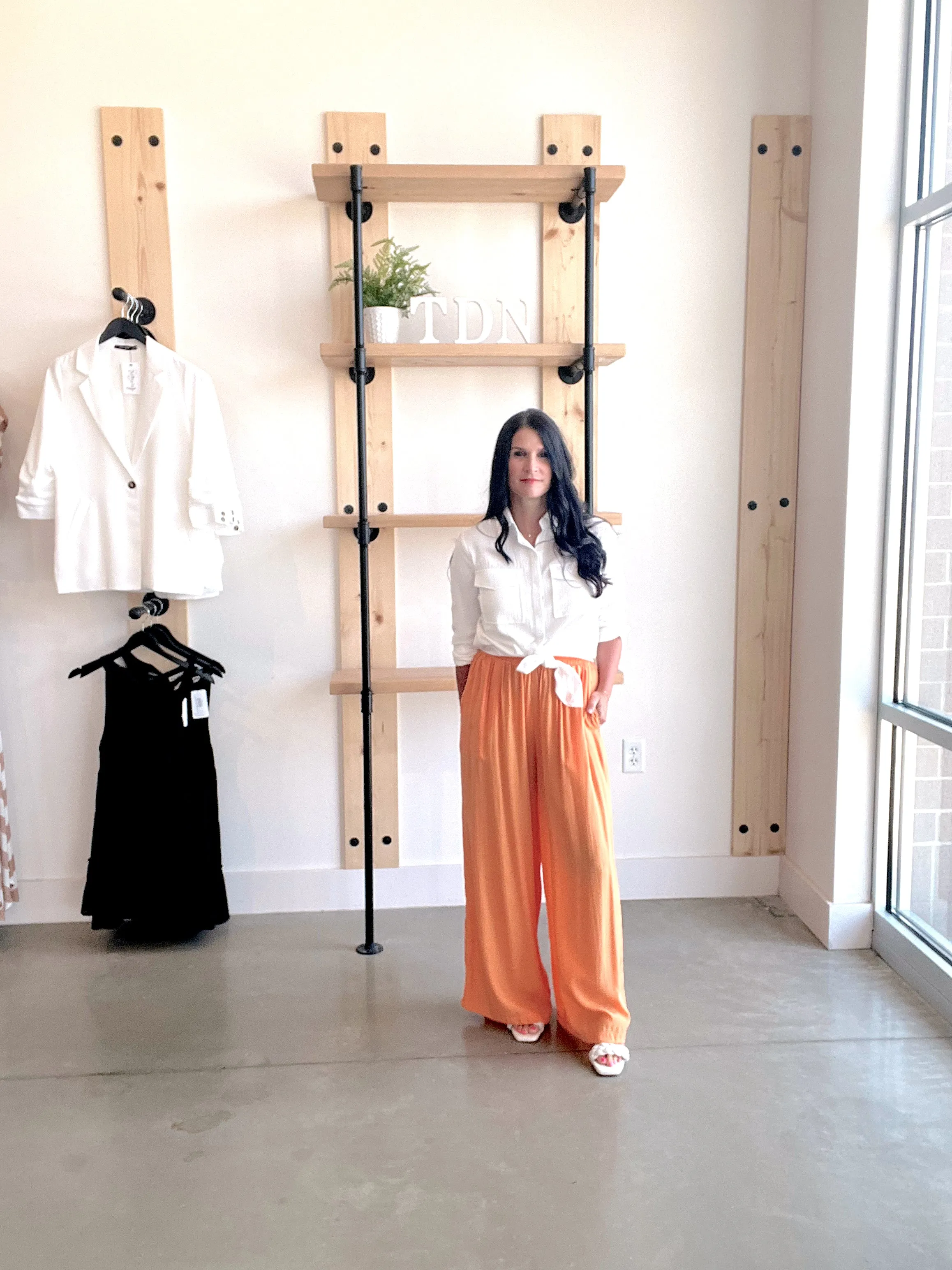Satin Palazzo Pants in Tangerine