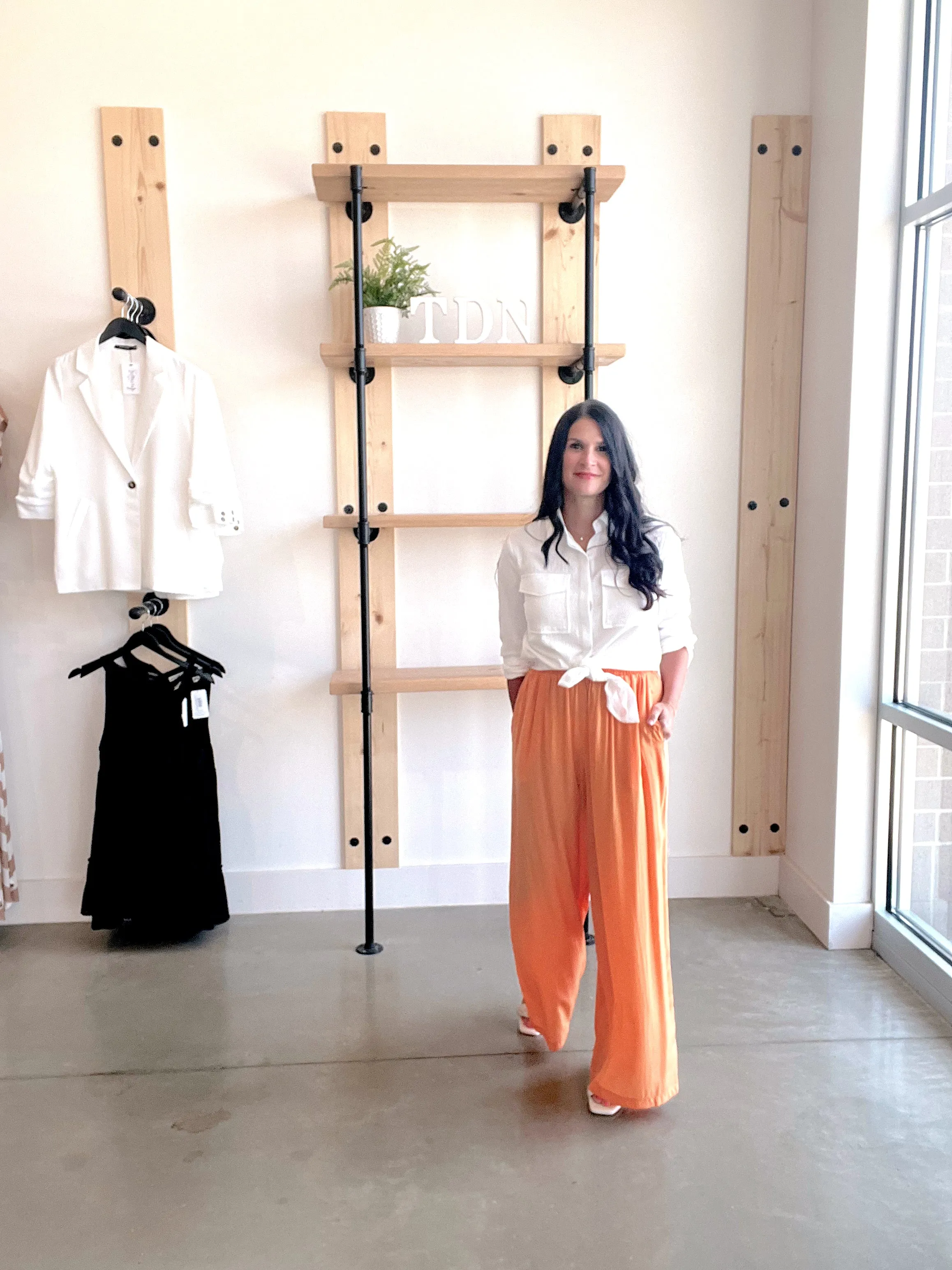 Satin Palazzo Pants in Tangerine