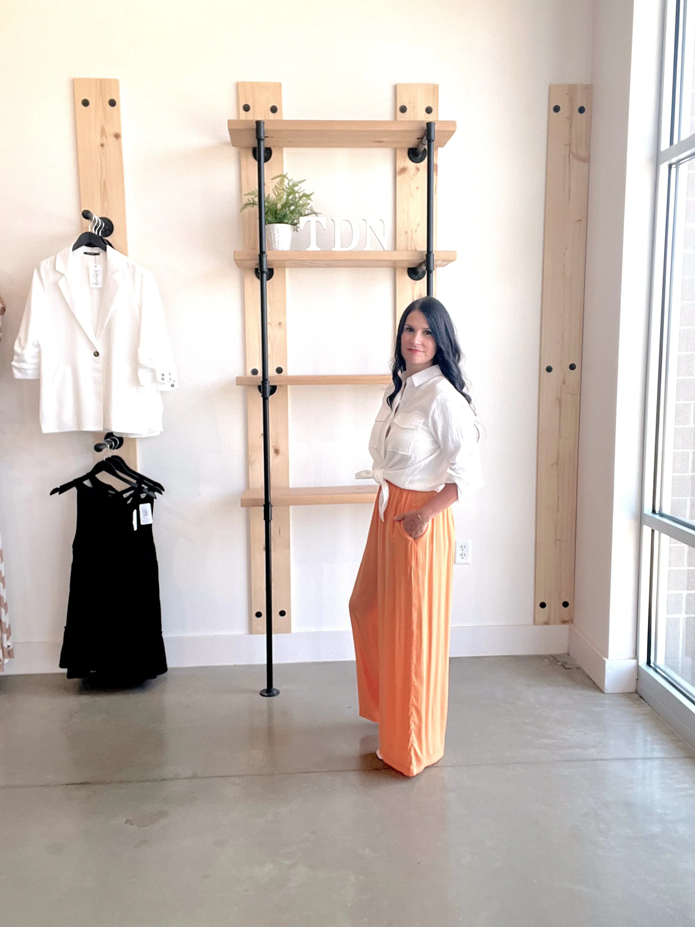 Satin Palazzo Pants in Tangerine