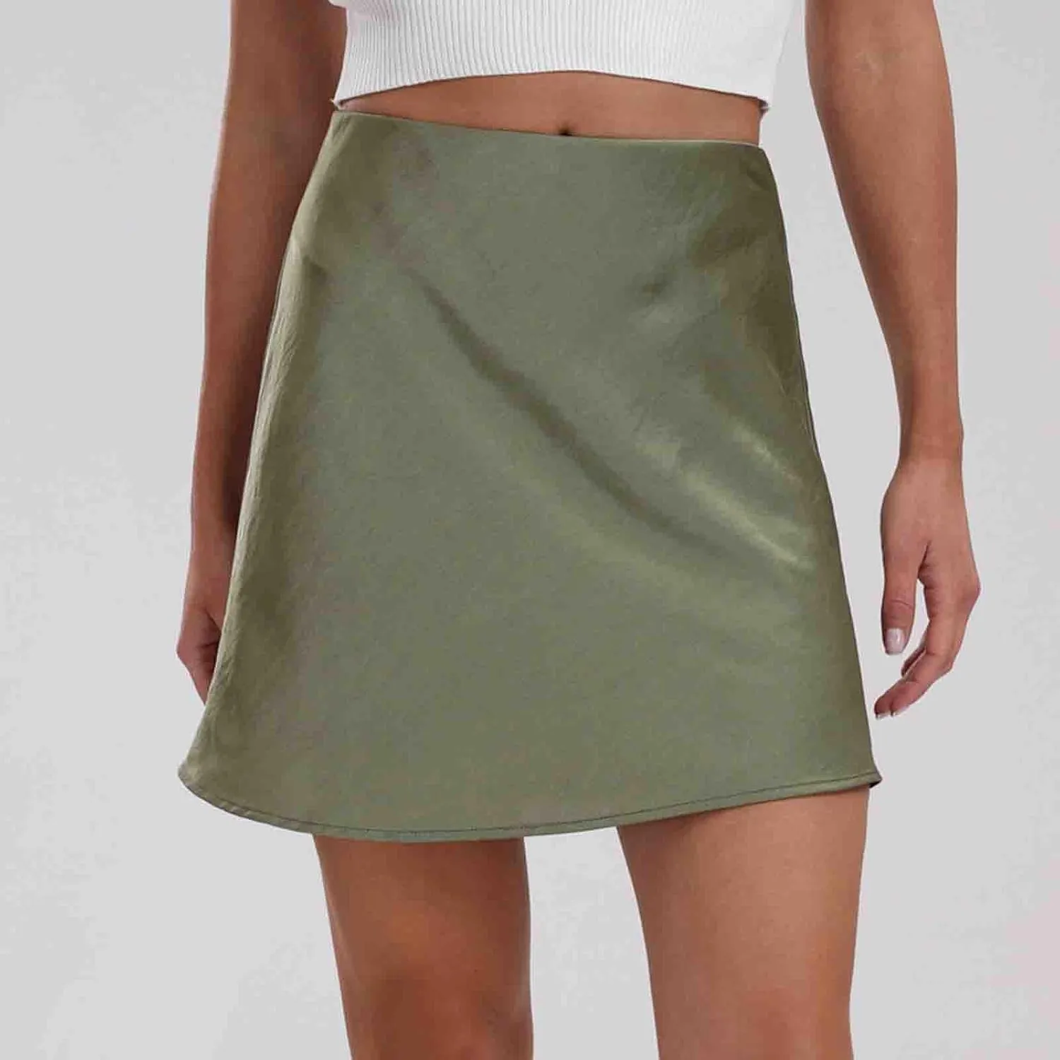 Short Skirt for Women Soft Smooth High Waisted Summer Skirts Solid Color Lightweight Quick Dry Mini Stain Skorts